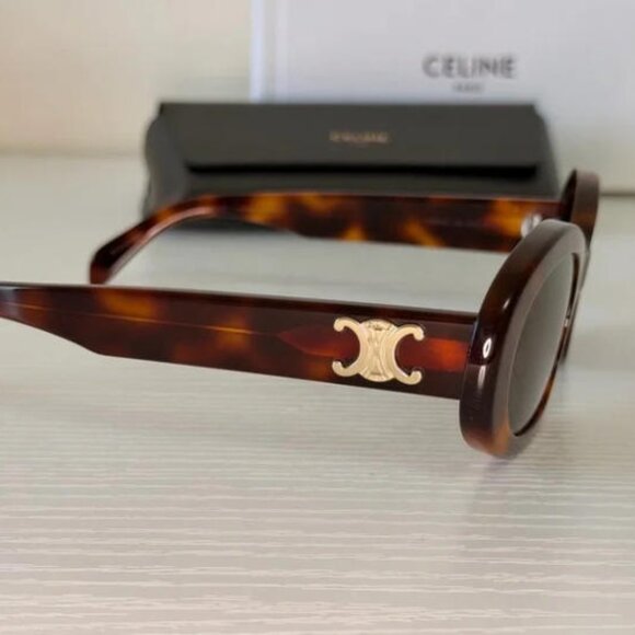 Celine Women CL40194U Triomphe Oval Sunglasses Brown Frame / Gray Lens - Picture 5 of 10
